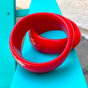 Red acrylic bangle bracelets
